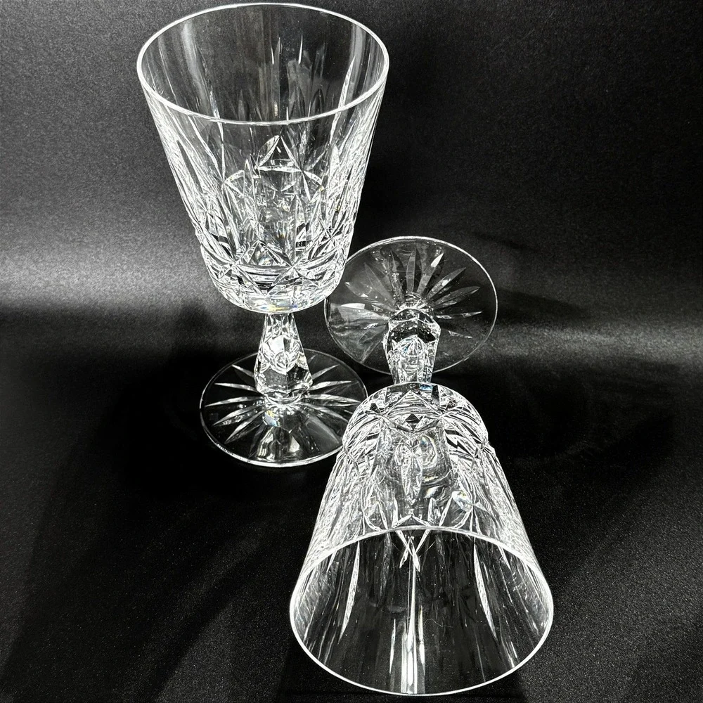 Pair Waterford Rosslare Cut Crystal Water / Wine Goblets 6¾